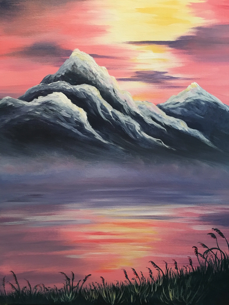 acrylic easy acrylic mountain landscape painting