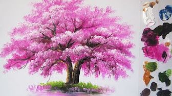 acrylic japanese cherry blossom tree painting
