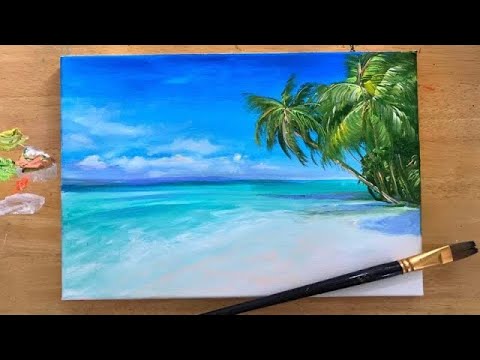 acrylic painting tutorial for beginners beach