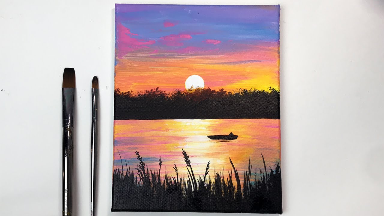 acrylic painting tutorial sunset landscape