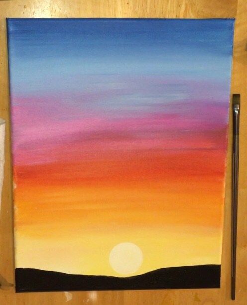 acrylic sunset painting easy for kids