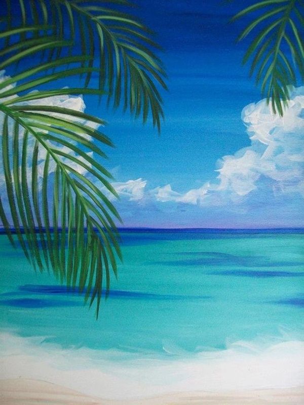 beach easy acrylic painting ideas for beginners on canvas