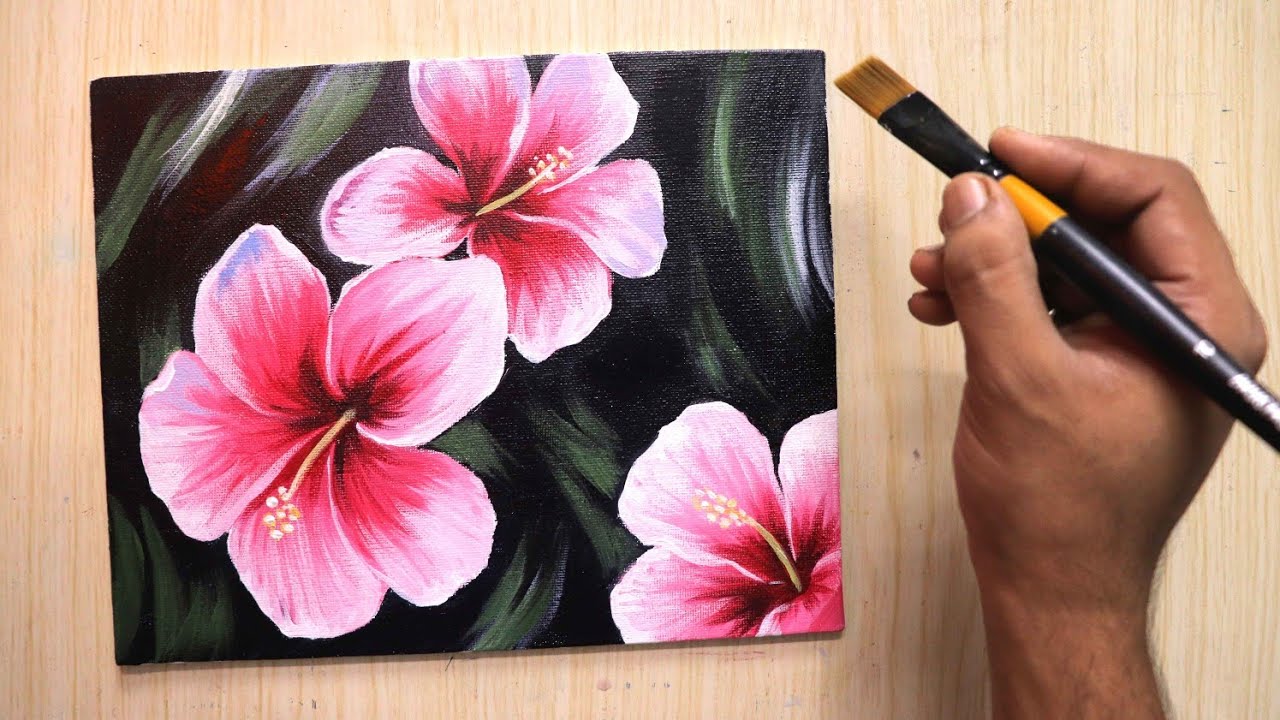beginner acrylic painting flowers easy