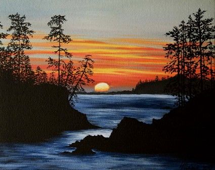 canvas acrylic landscape easy painting