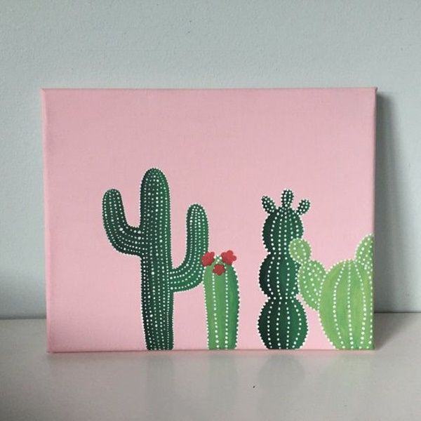 canvas painting acrylic easy cactus painting ideas