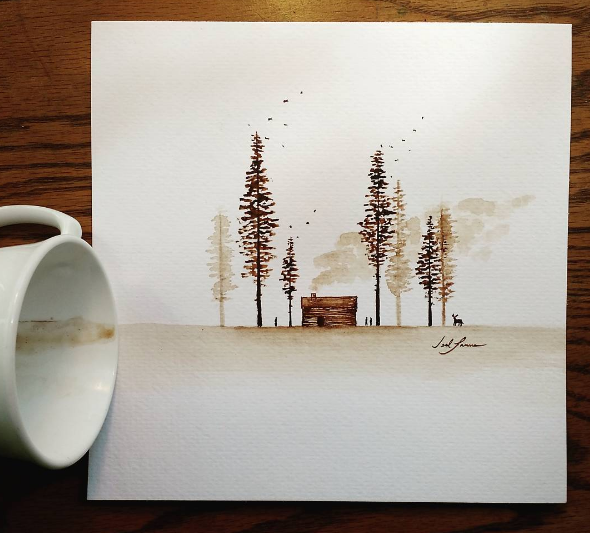 coffee painting designs for beginners