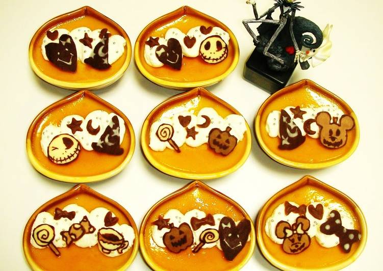easiest way to cook perfect kabocha squash custard puddings decorated with chocolate characters for halloween