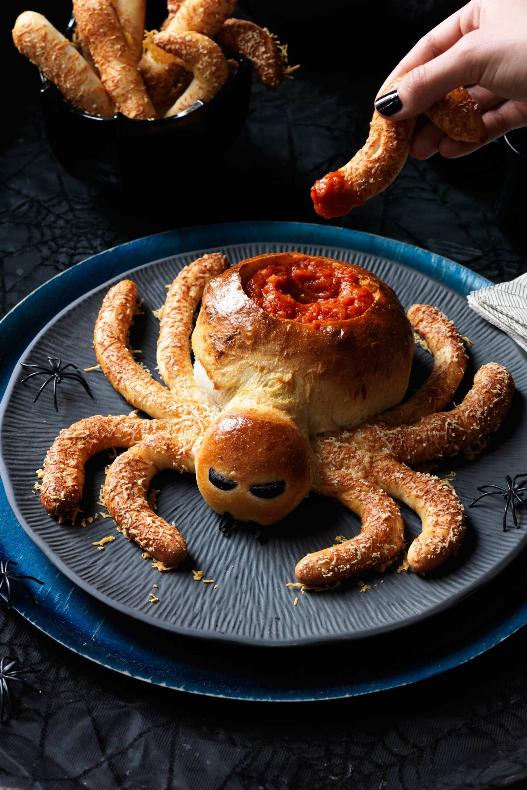 easiest way to make yummy saucy spider with hairy leg sticks scaled