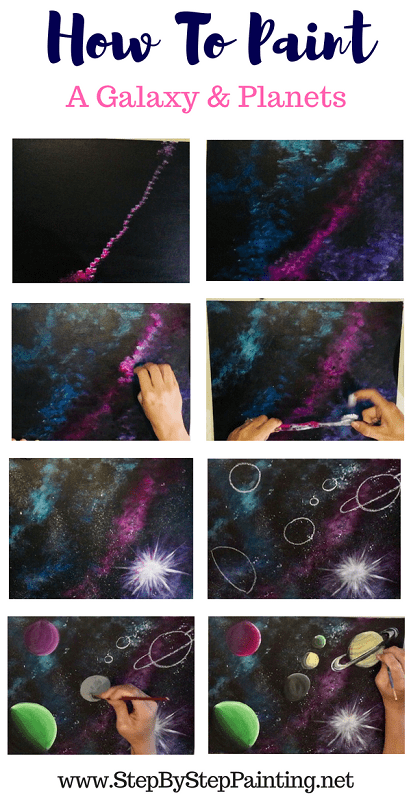 easy step by step galaxy acrylic painting for beginners