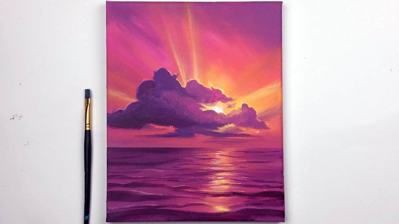 easy sunset acrylic painting tutorial