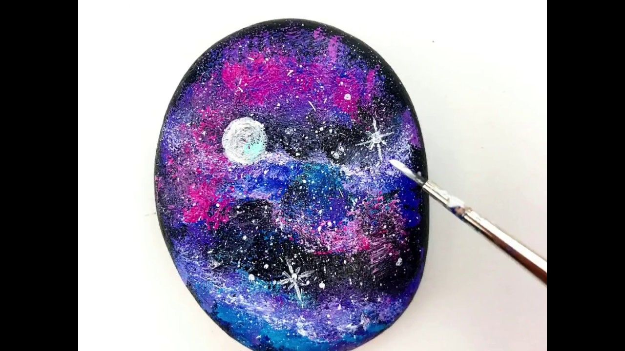 galaxy rock painting tutorial