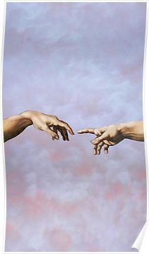 hands touching painting wallpaper