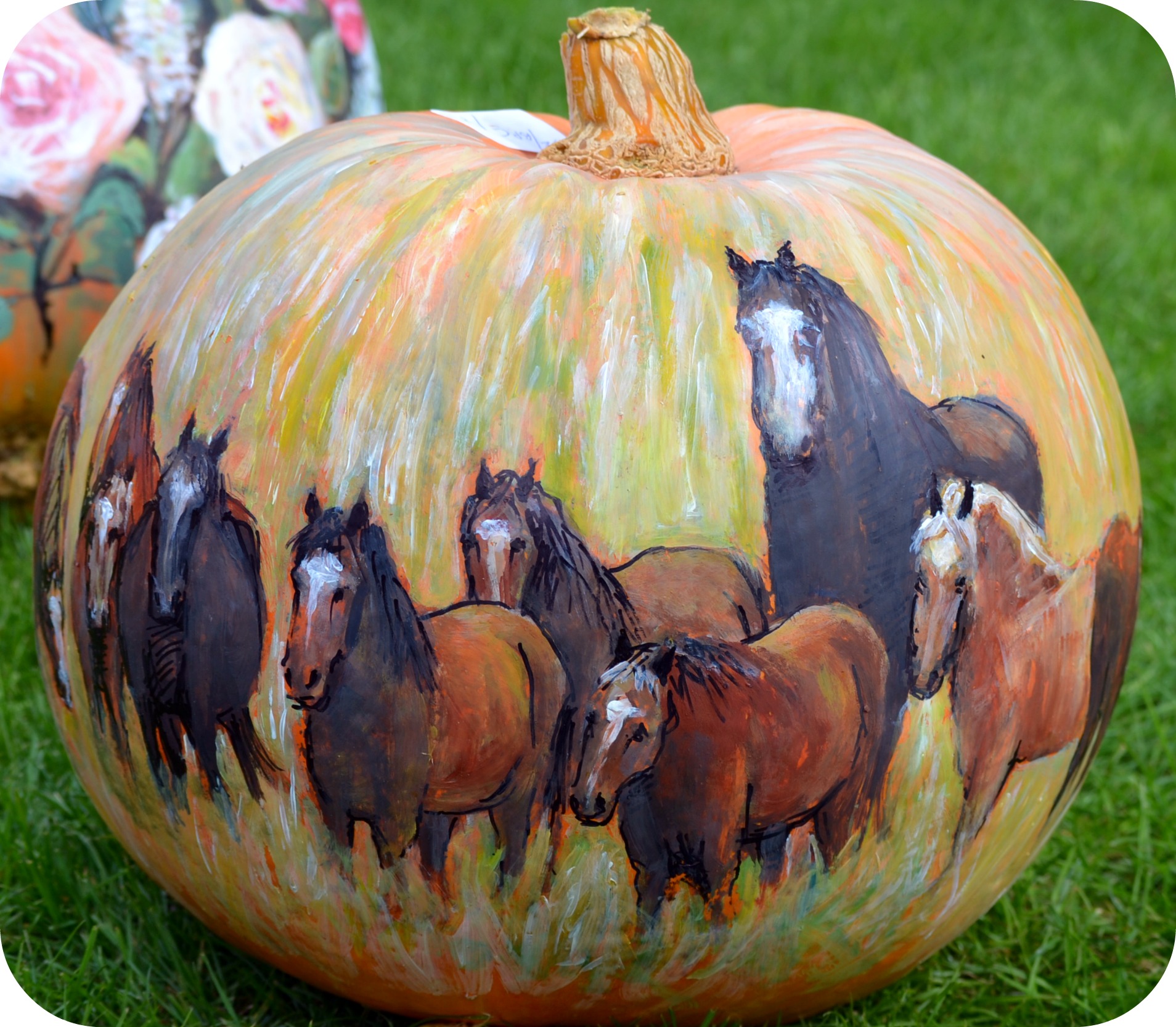 horses painted pumpkin