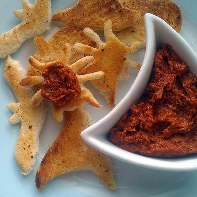 how to cook delicious vickys ghastly ghostinis with bloody tapenade