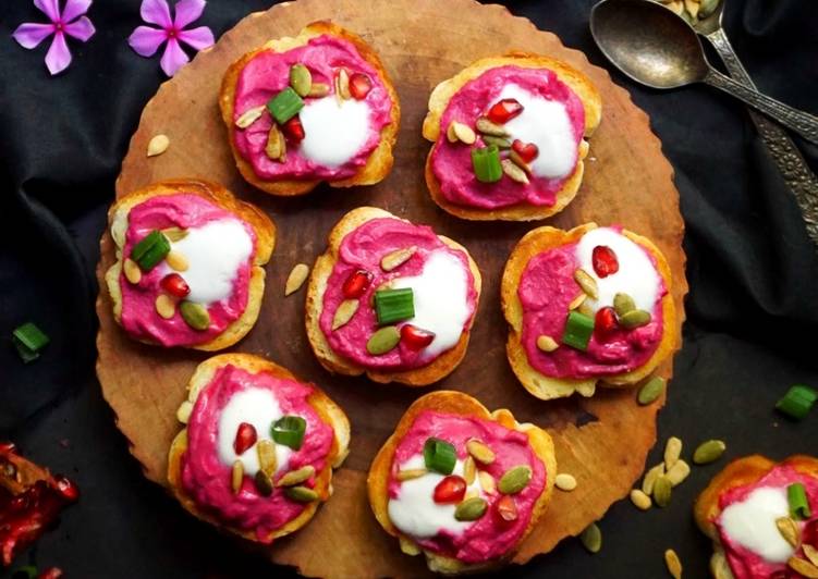 how to cook perfect beetroot hummus crostini