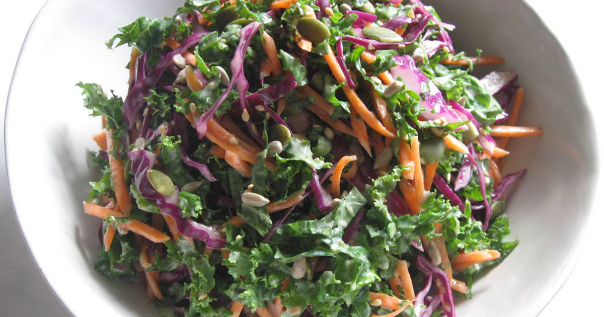 how to make tasty kale coleslaw with yoghurt dressing