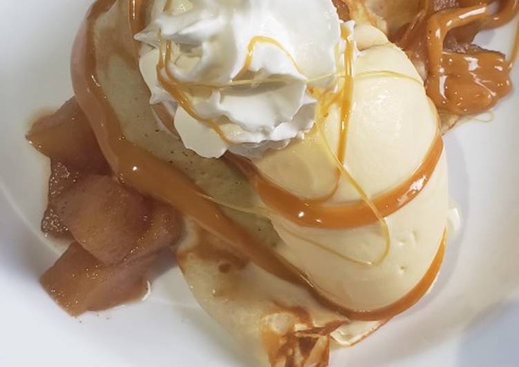 how to prepare yummy salted caramel apple crepes with toasted walnuts