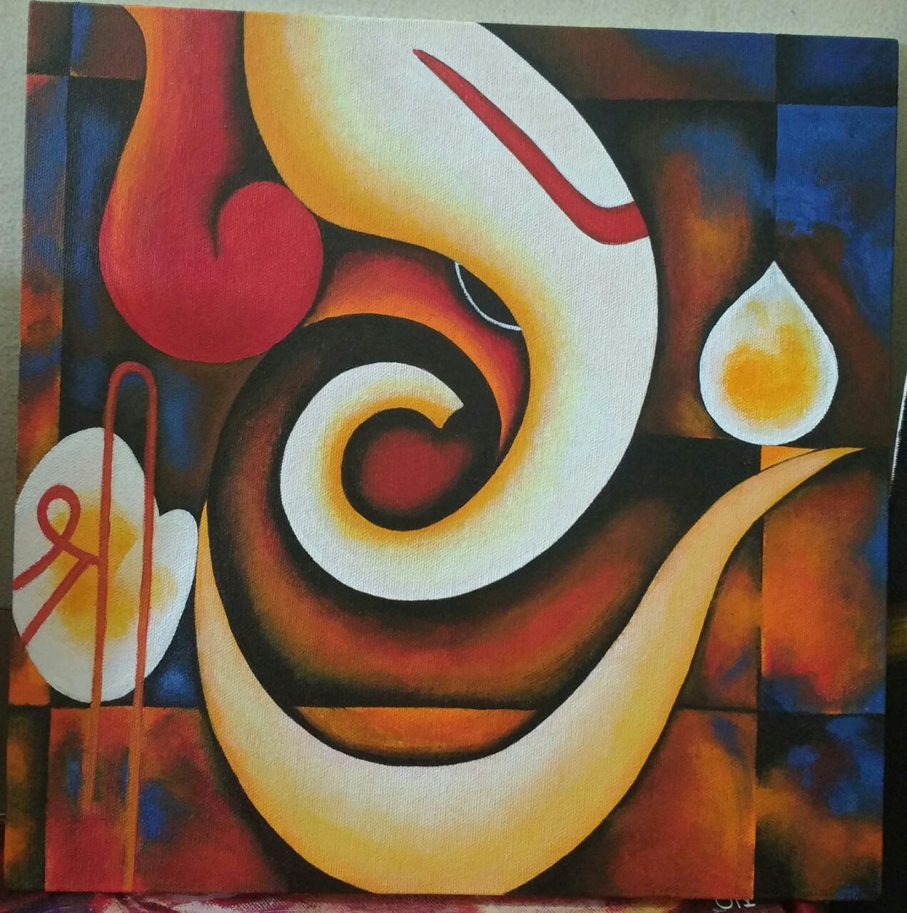 painting acrylic modern art lord ganesha
