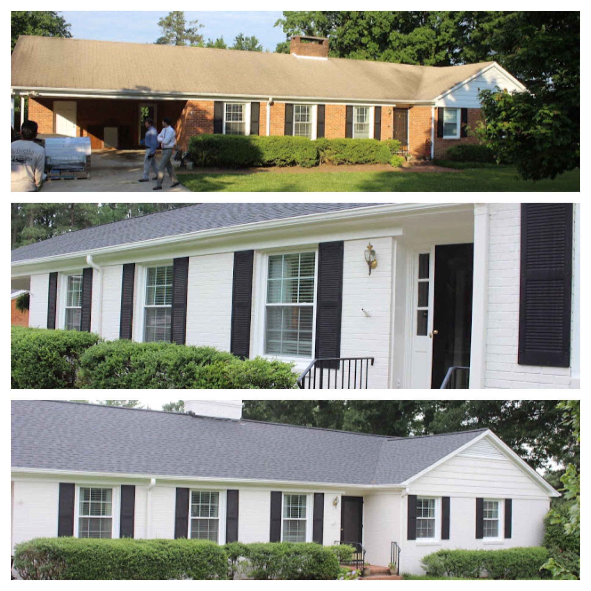 painting brick house white before and after