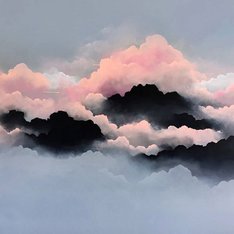 painting of clouds pink