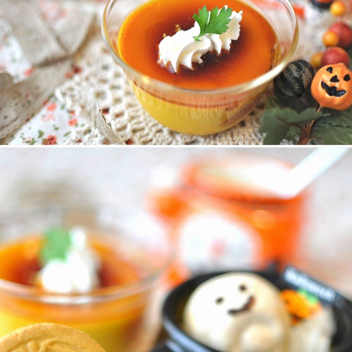 recipe delicious rich kabocha squash caramel pudding and ghost cookies