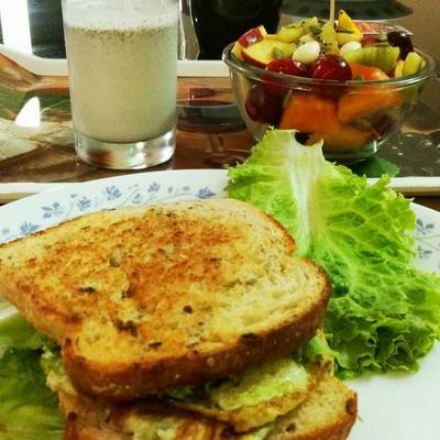 Recipe: Perfect Egg sandwich with fruit salad and almond pumpkin seeds milkshake 44 recipe perfect egg sandwich with fruit salad and almond pumpkin seeds milkshake