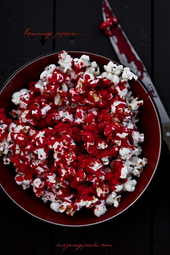 recipe tasty bloody popcorn halloween