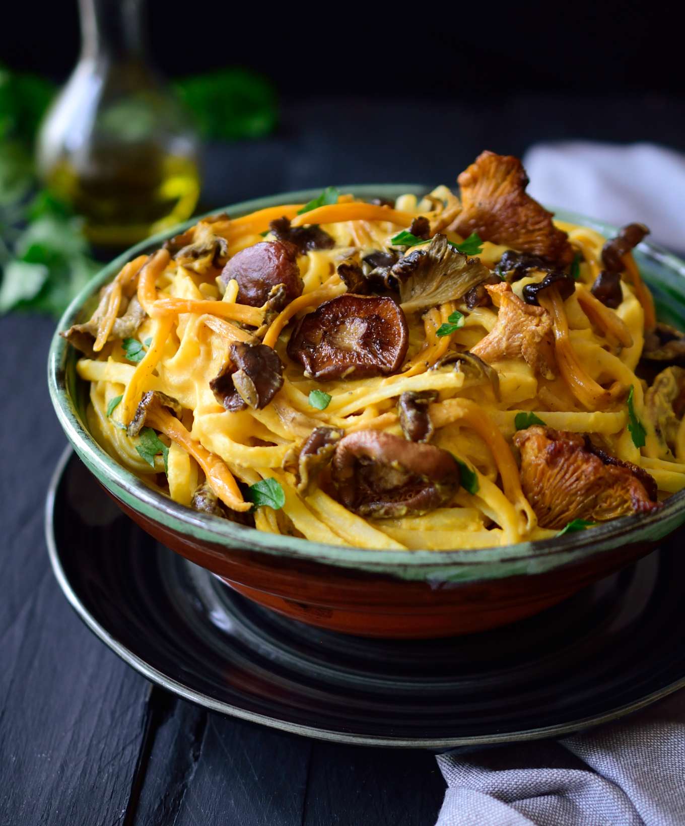 recipe yummy mushroom pasta with pumpkin sauce vegan