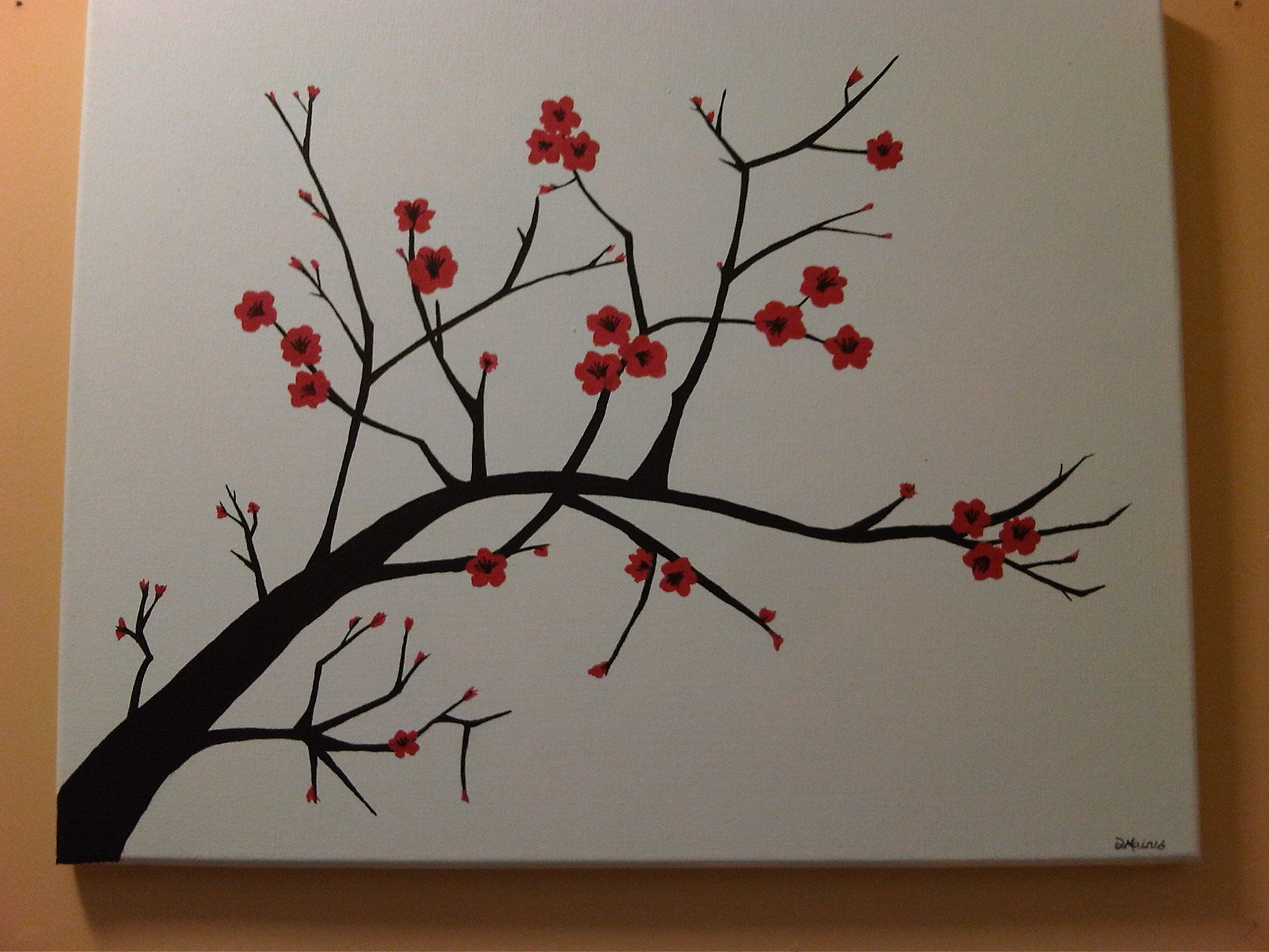 simple cherry blossom branch painting