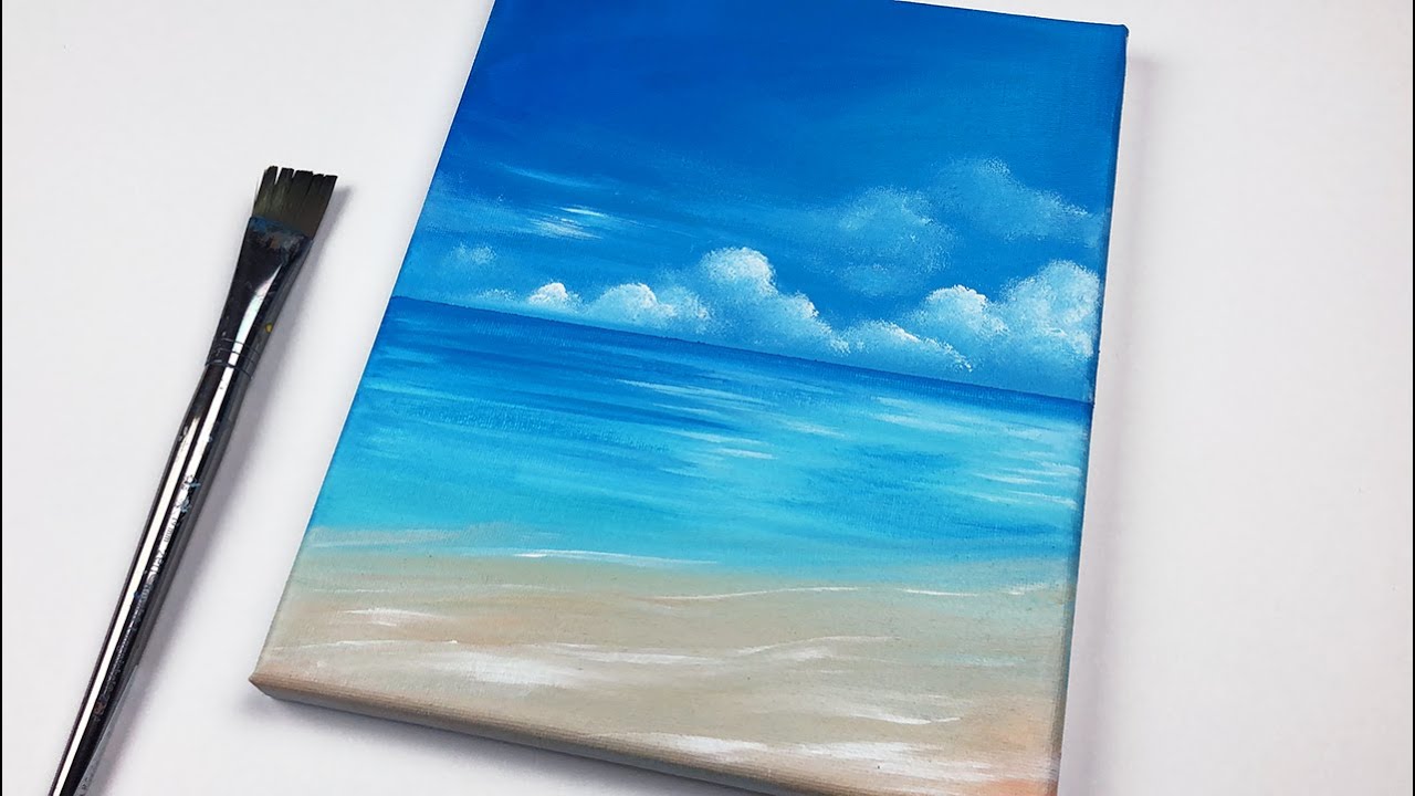 step by step acrylic beach painting for beginners