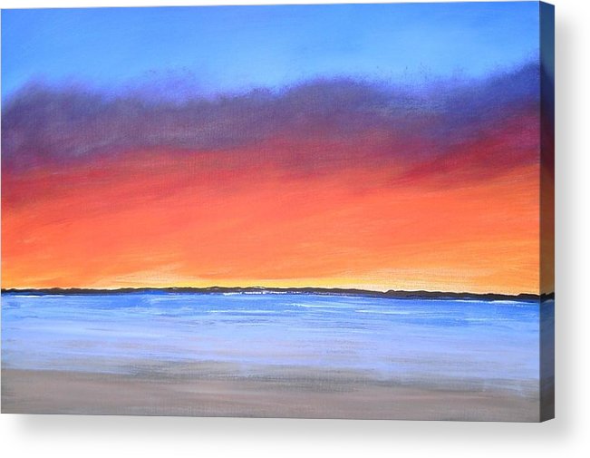 sunset over water acrylic painting