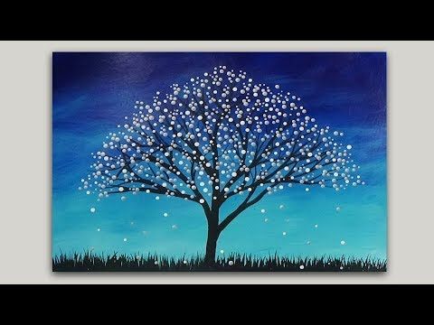 tree landscape acrylic painting for beginners